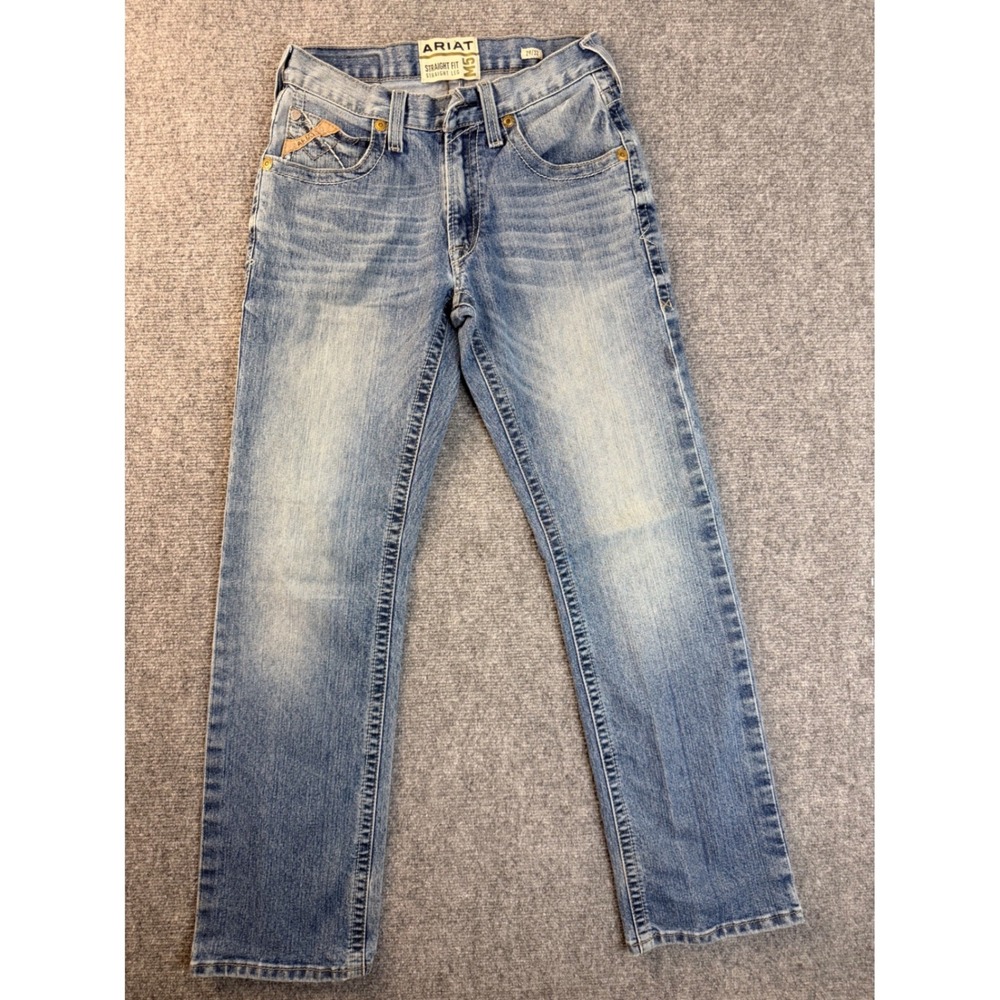 Ariat M5 Jeans Mens 29x32 Blue Cotton Straight Fit Workwear Denim Missing Button
